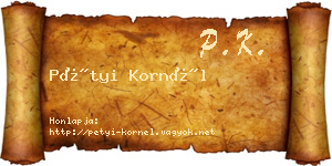Pétyi Kornél névjegykártya
